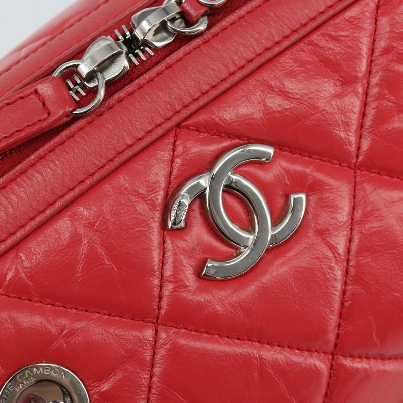 【日本直送】香奈兒鏈條波士頓包 皮革 兩用 紅色 銀色 CC 標誌 正品 169810SAM-17
