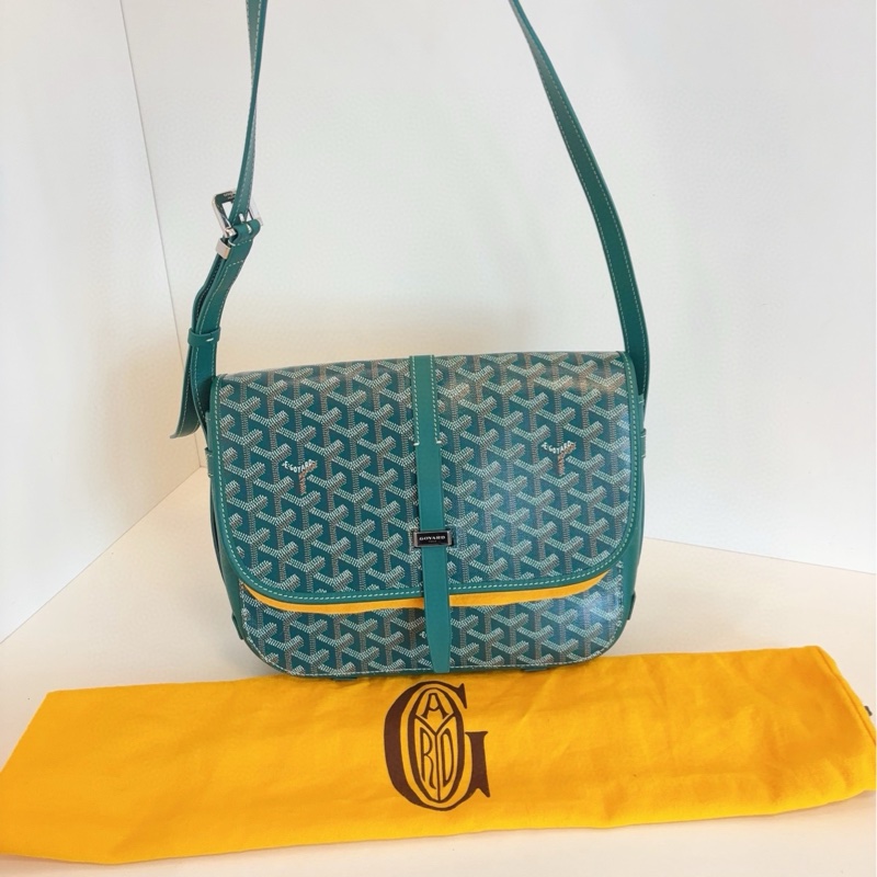 【99新🆕】Goyard Belvedere插扣郵差包 綠色老花中號  斜挎包-4