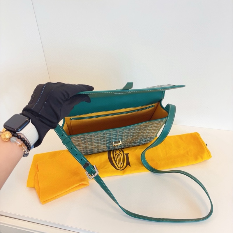 【99新🆕】Goyard Belvedere插扣郵差包 綠色老花中號  斜挎包-8