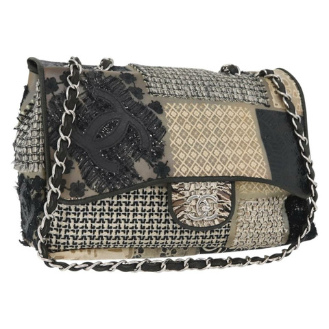 香奈兒 (CHANEL) Big Matelasse 30 鏈條拼接包，黑色橡膠材質，附 CC 標誌，正品編號 168039SAV