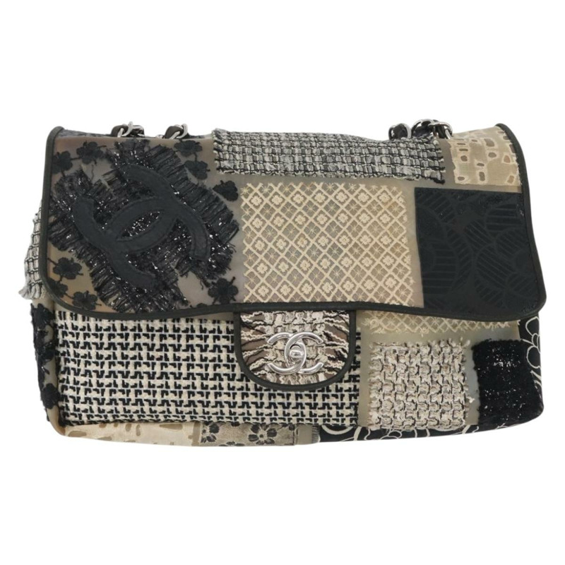 【日本直送】香奈兒 (CHANEL) Big Matelasse 30 鏈條拼接包，黑色橡膠材質，附 CC 標誌，正品編號 168039SAV-12