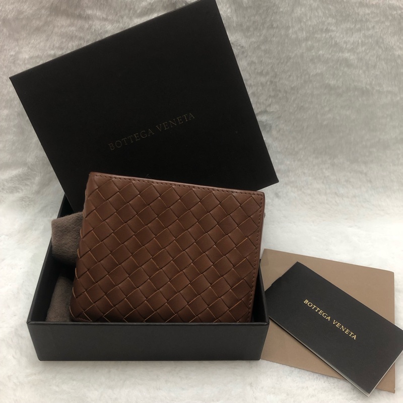 BV intrecciato啡色編織雙折銀包 XB984-19