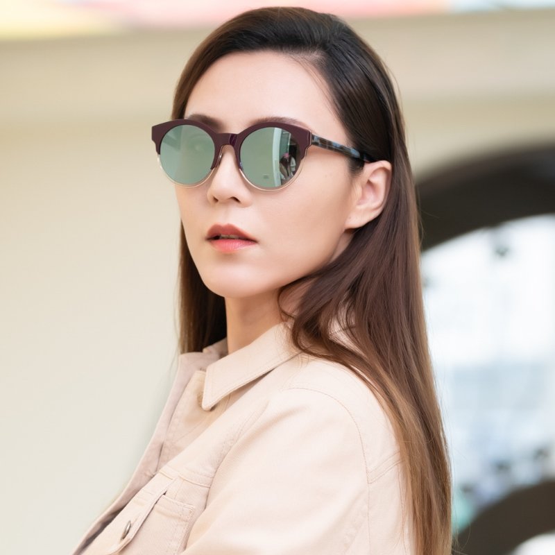 Dior 太陽眼鏡(暗紅+金色)-6