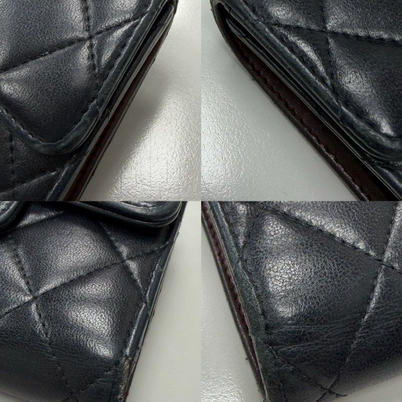 CHANEL經典口蓋短夾/羊皮/金釦/26開 附紙袋/紙盒/保卡/品牌說明小冊-6