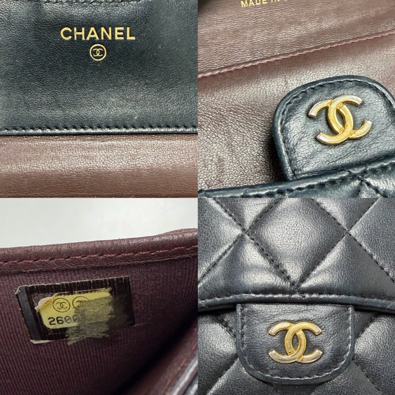 CHANEL經典口蓋短夾/羊皮/金釦/26開 附紙袋/紙盒/保卡/品牌說明小冊-9