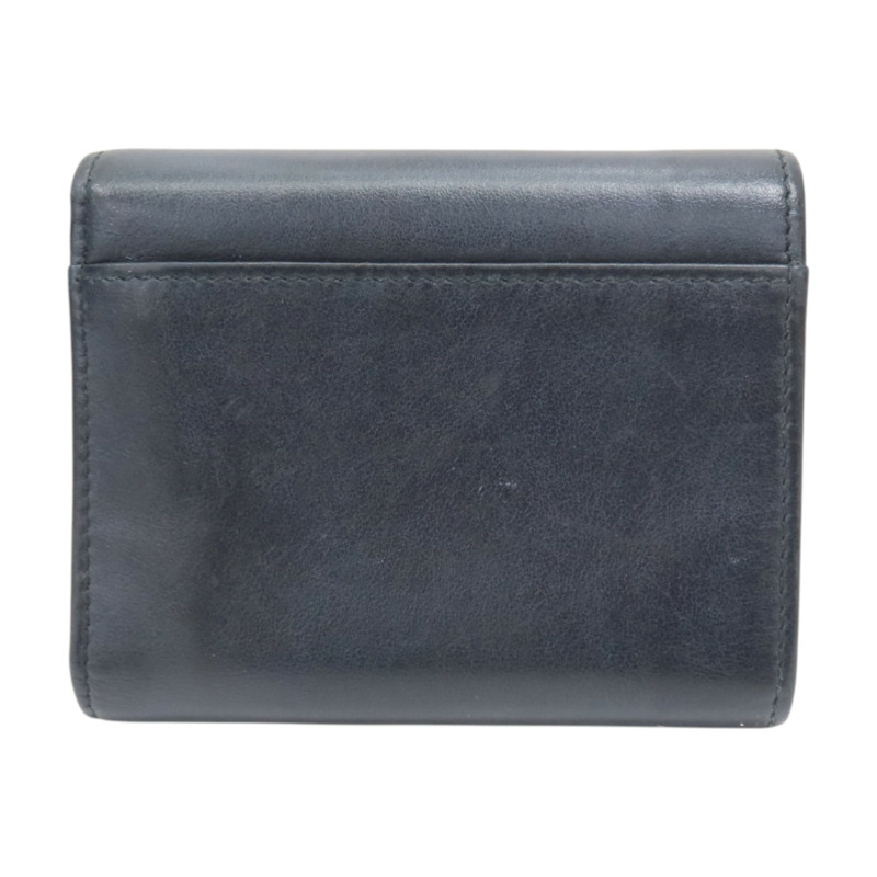 黑色 牛皮 三角 三折 短夾【PRADA 普拉達】 1MH043-1