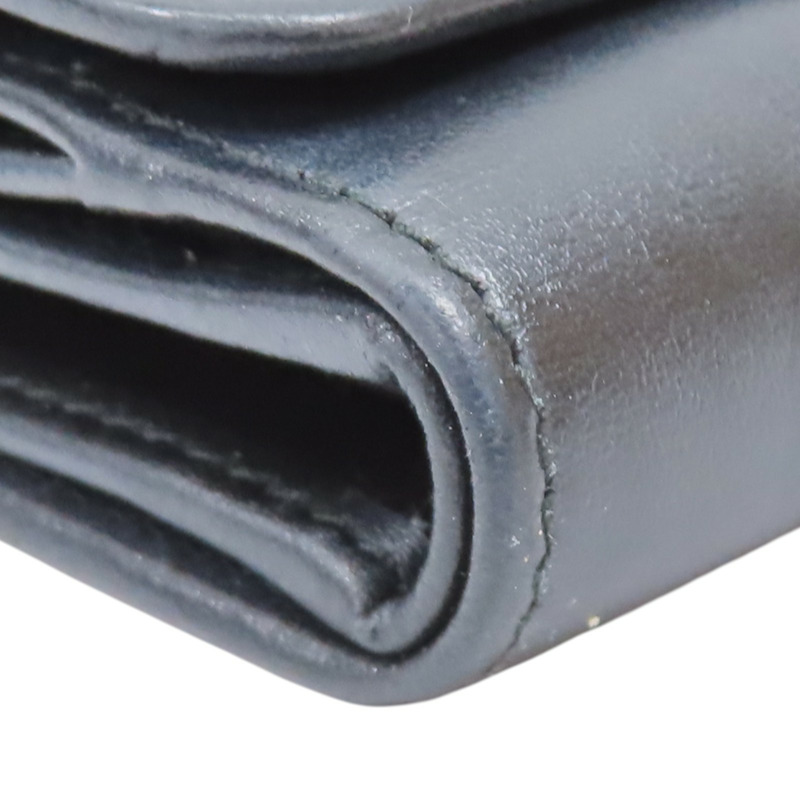 黑色 牛皮 三角 三折 短夾【PRADA 普拉達】 1MH043-12