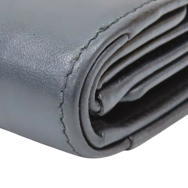 黑色 牛皮 三角 三折 短夾【PRADA 普拉達】 1MH043-13