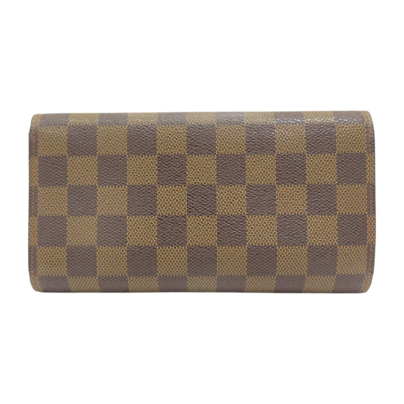 棕色 棋盤格帆布 Portefeuille International 扣式長夾【LOUIS VUITTON LV 路易威登】 N61217-1