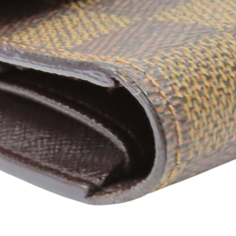 棕色 棋盤格帆布 Portefeuille International 扣式長夾【LOUIS VUITTON LV 路易威登】 N61217-10