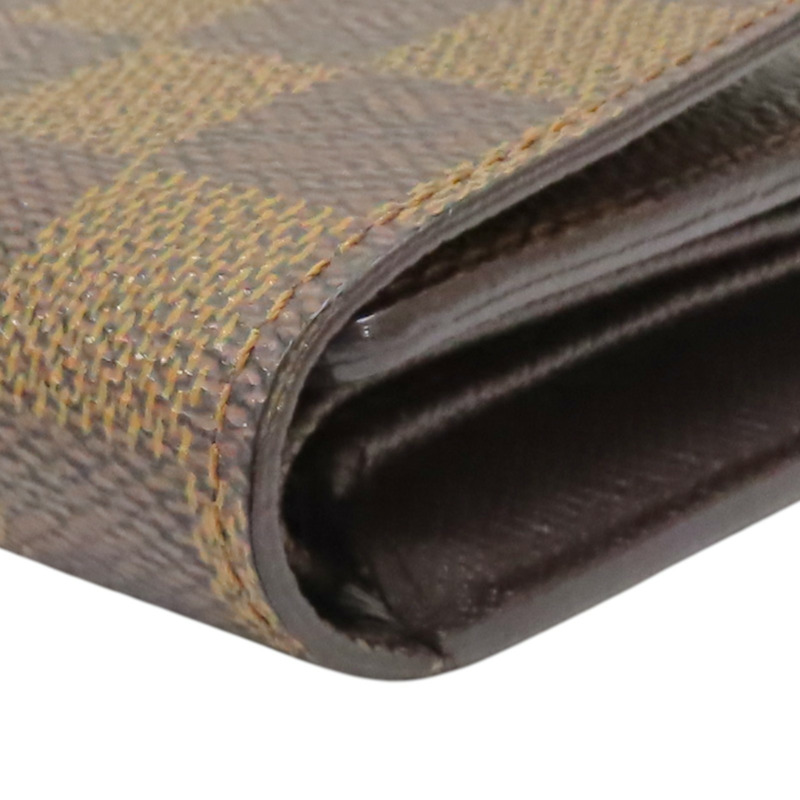 棕色 棋盤格帆布 Portefeuille International 扣式長夾【LOUIS VUITTON LV 路易威登】 N61217-11