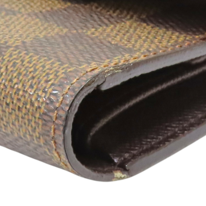 棕色 棋盤格帆布 Portefeuille International 扣式長夾【LOUIS VUITTON LV 路易威登】 N61217-13