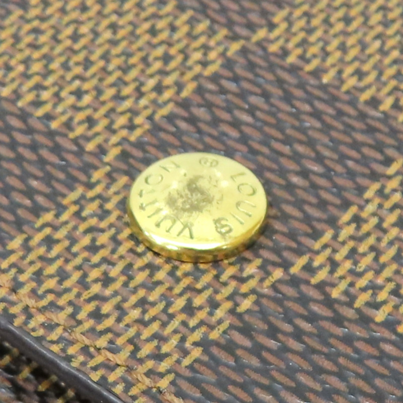 棕色 棋盤格帆布 Portefeuille International 扣式長夾【LOUIS VUITTON LV 路易威登】 N61217-14