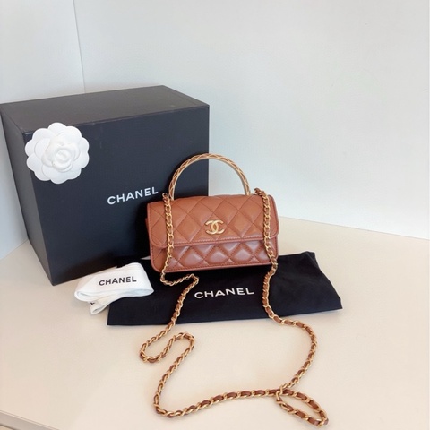【99新全套🆕】Chanel 23a高級手工坊系列💍鏤空雕花手柄Handle mini woc 手提斜挎包