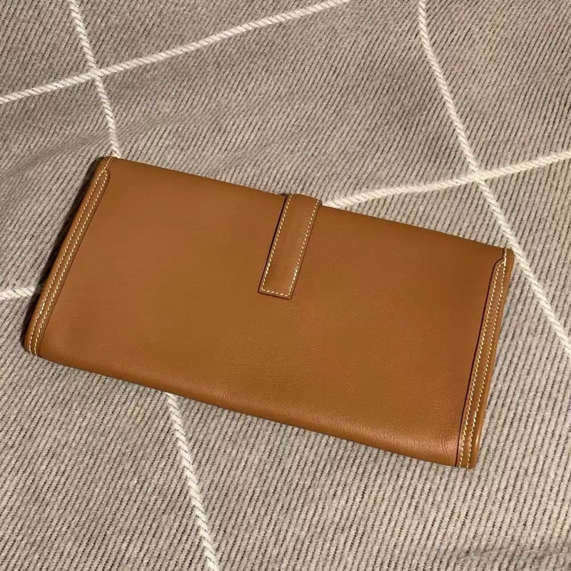 HERMES Jige Elan 29 手拿包金棕色X刻，尺寸：29x15，沒有附件，成色如圖，邊角輕微磨損-1