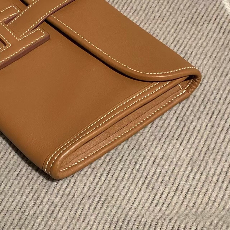 HERMES Jige Elan 29 手拿包金棕色X刻，尺寸：29x15，沒有附件，成色如圖，邊角輕微磨損-2