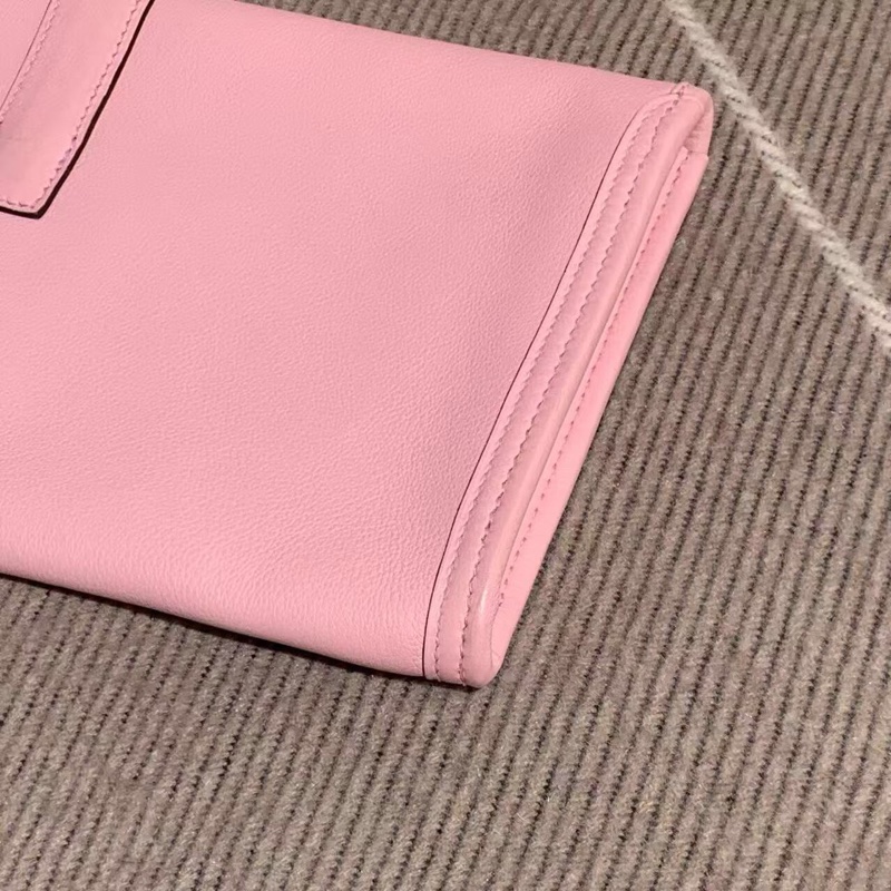 H260316)gz)HERMES Jige Elan 29 手拿包櫻花粉X刻，尺寸：29x15，沒有附件，成色如圖，邊角輕微磨損-2