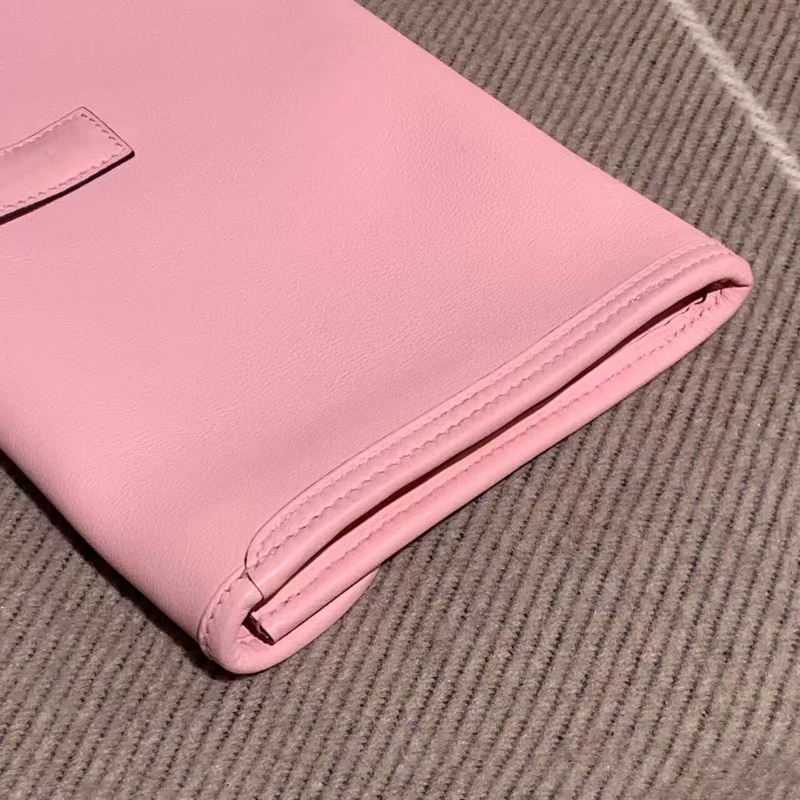 H260316)gz)HERMES Jige Elan 29 手拿包櫻花粉X刻，尺寸：29x15，沒有附件，成色如圖，邊角輕微磨損-4