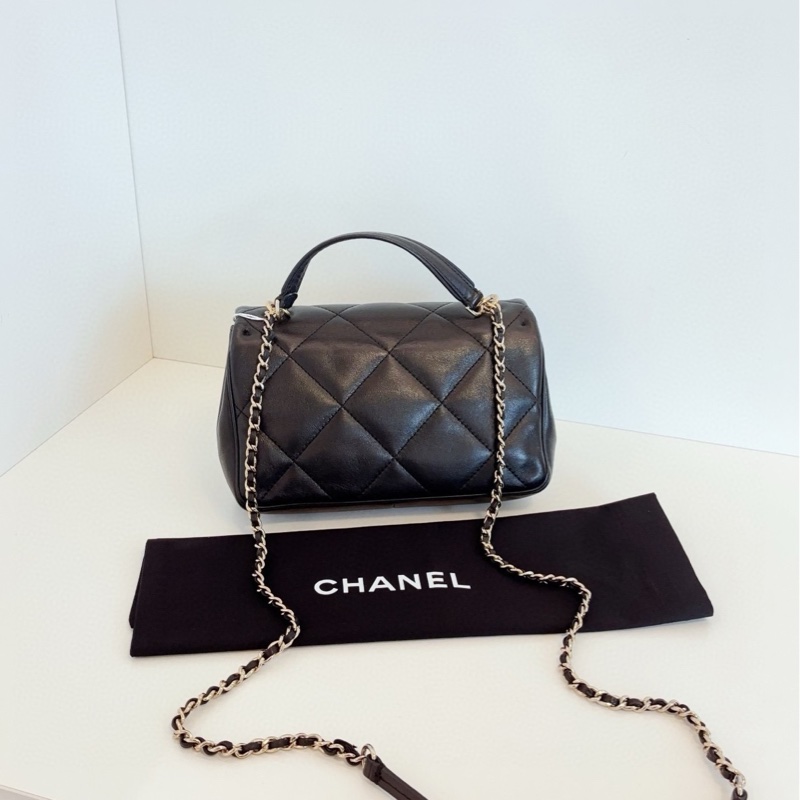 【98新🆕】Chanel 黑金大菱格CF Handle鏈條郵差包 手提斜挎包-1