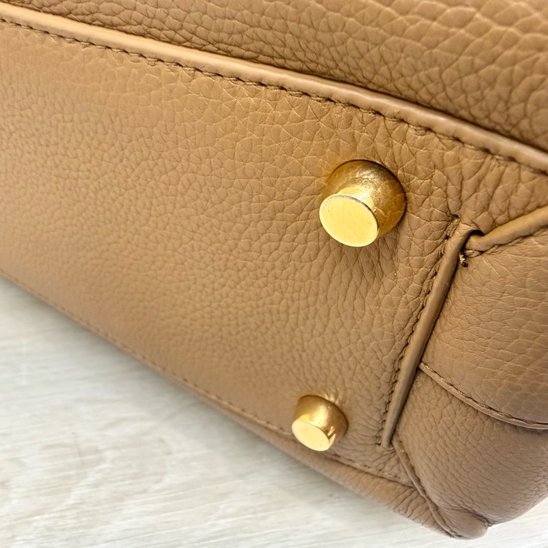 BV焦糖棕牛皮大編織Arco48下蓋肩背托特包-10