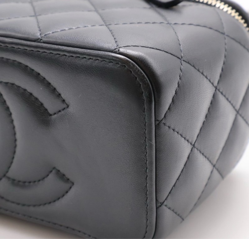 CHANEL 香奈兒 黑色  金球 化妝包 方盒子-4