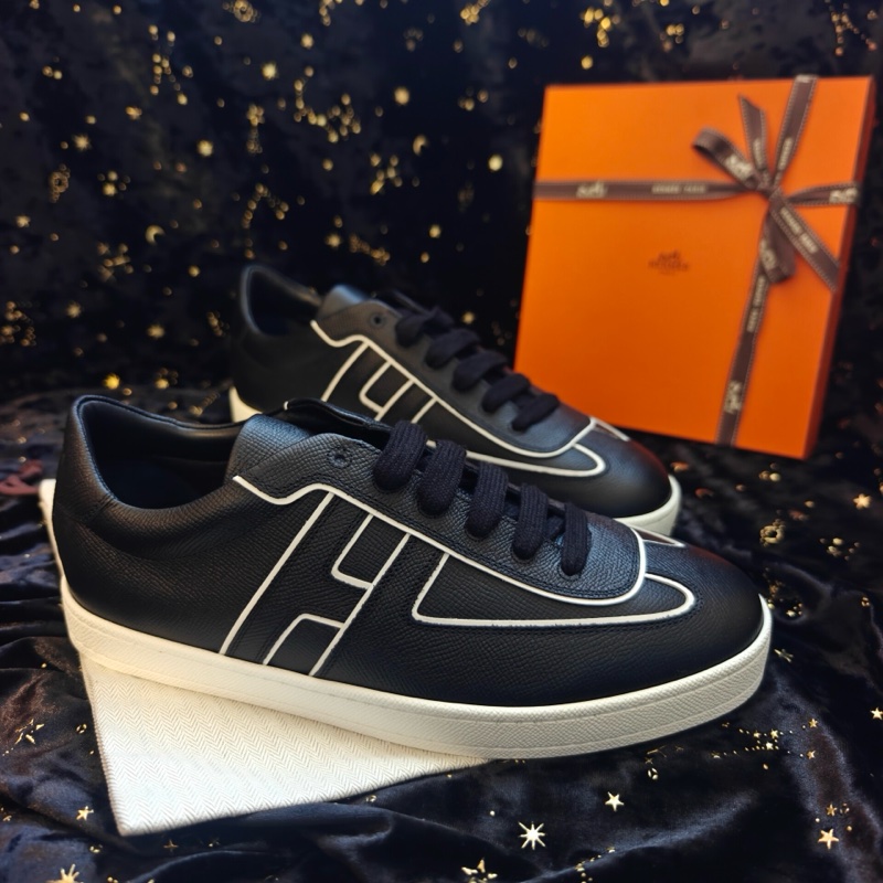 Hermes男士板鞋愛馬仕Boomerang黑色H標板鞋 42碼-0