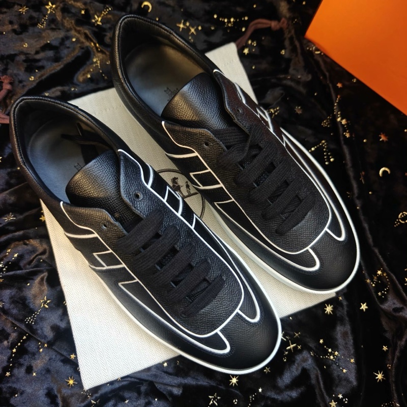 Hermes男士板鞋愛馬仕Boomerang黑色H標板鞋 42碼-2