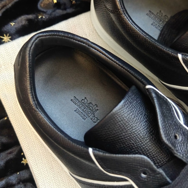 Hermes男士板鞋愛馬仕Boomerang黑色H標板鞋 42碼-3