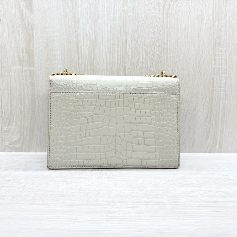 YSL奶油白鱷魚壓紋牛皮SUNSET中號日落包-2