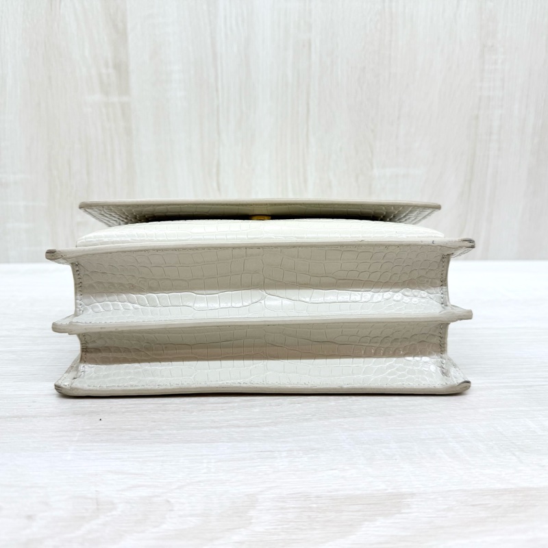 YSL奶油白鱷魚壓紋牛皮SUNSET中號日落包-5