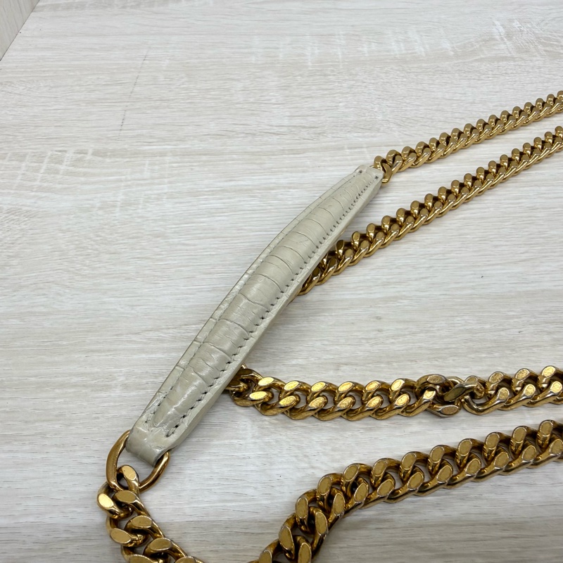 YSL奶油白鱷魚壓紋牛皮SUNSET中號日落包-16