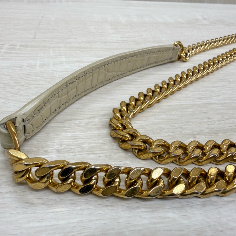 YSL奶油白鱷魚壓紋牛皮SUNSET中號日落包-17