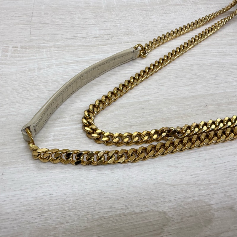 YSL奶油白鱷魚壓紋牛皮SUNSET中號日落包-18