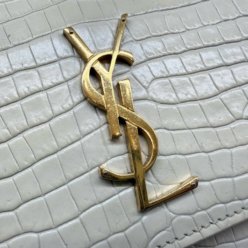 YSL奶油白鱷魚壓紋牛皮SUNSET中號日落包-19