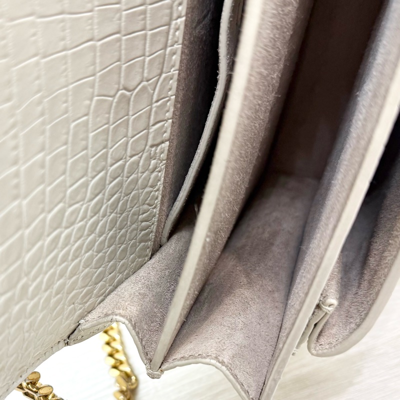 YSL奶油白鱷魚壓紋牛皮SUNSET中號日落包-21