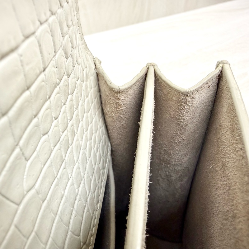 YSL奶油白鱷魚壓紋牛皮SUNSET中號日落包-22