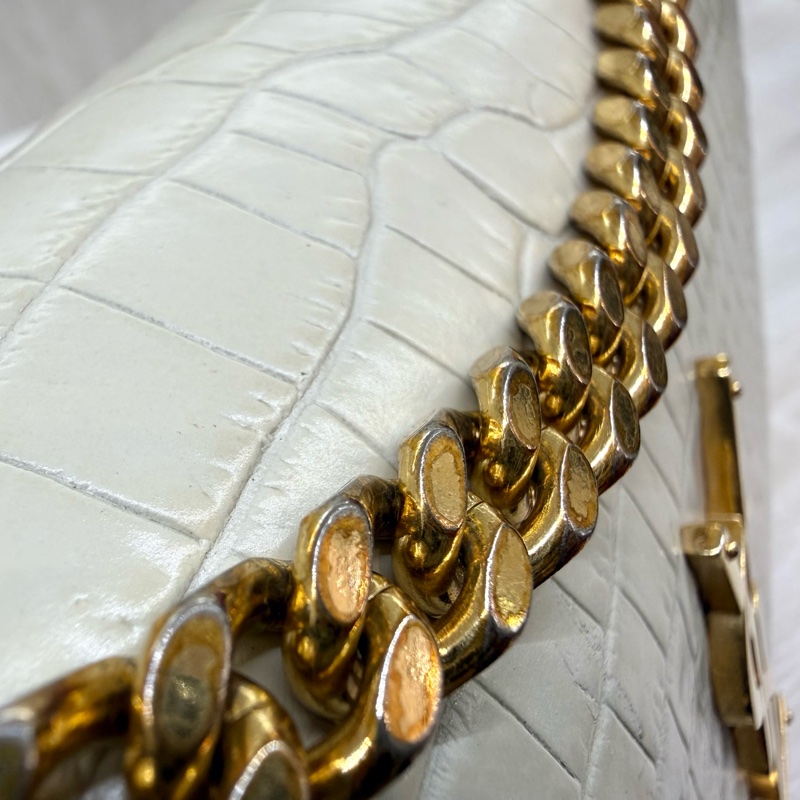 YSL奶油白鱷魚壓紋牛皮SUNSET中號日落包-29