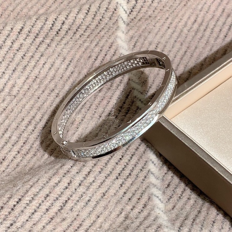 Bvlgari寶格麗Bzerol系列滾珠三排滿鑽白金17號手鐲，2024購入-2