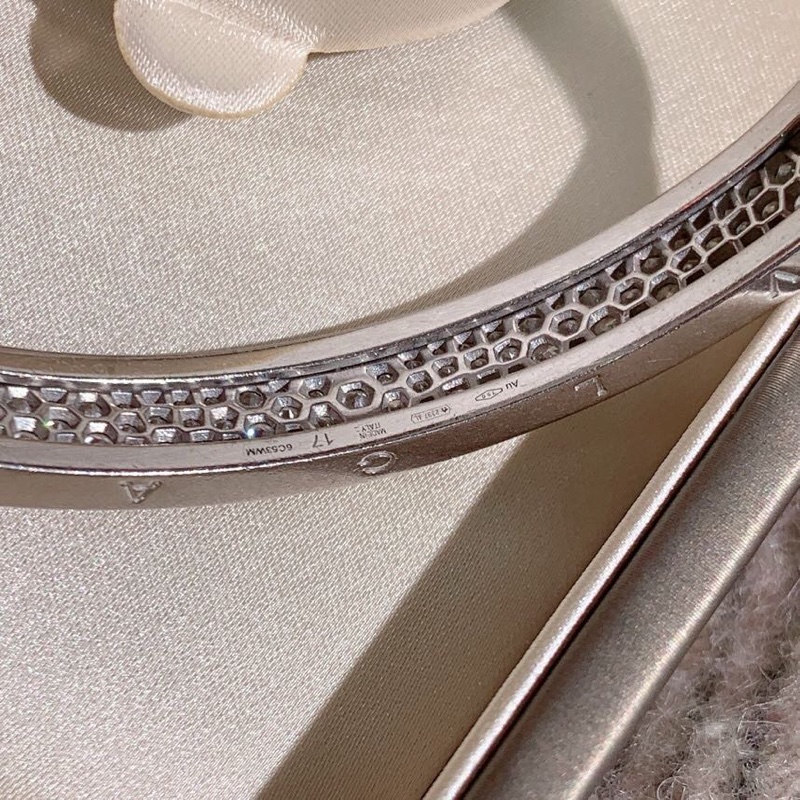 Bvlgari寶格麗Bzerol系列滾珠三排滿鑽白金17號手鐲，2024購入-3