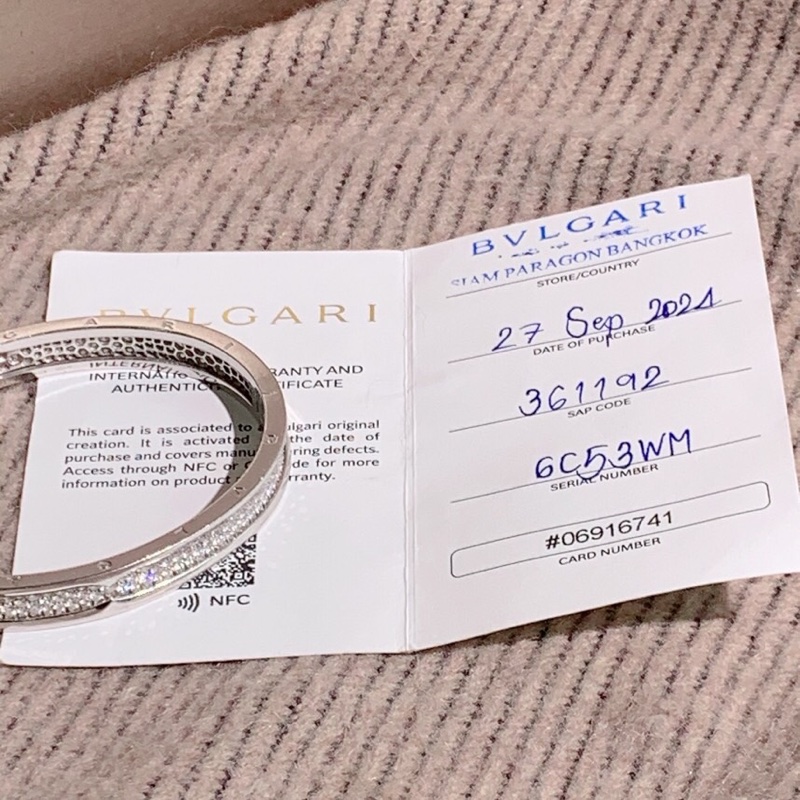 Bvlgari寶格麗Bzerol系列滾珠三排滿鑽白金17號手鐲，2024購入-4