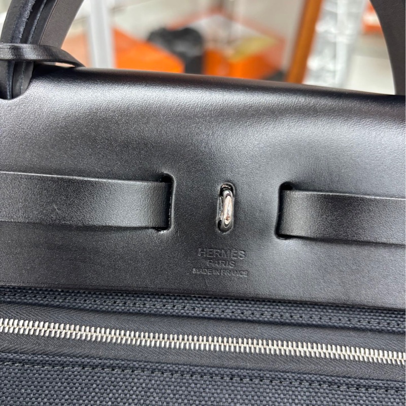 【99新】 Hermes 黑銀全黑琺瑯扣Herbag31 手提包-9