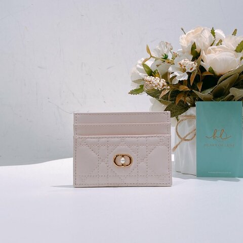 TW4776  Dior 迪奧 CD藤格紋圖案羊皮卡包 Jolie Freesia Cannnage Card Holder Lambskin Pink x GHW