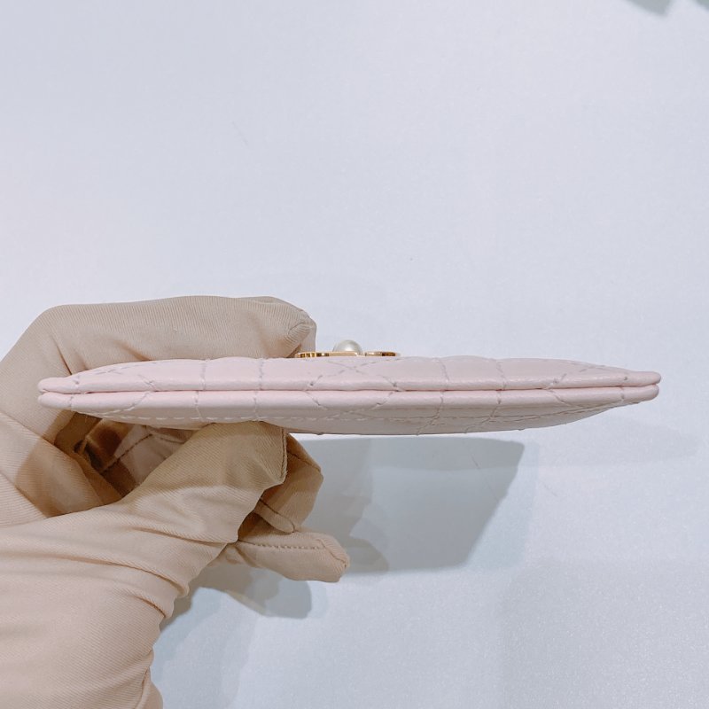 TW4776  Dior 迪奧 CD藤格紋圖案羊皮卡包 Jolie Freesia Cannnage Card Holder Lambskin Pink x GHW-4