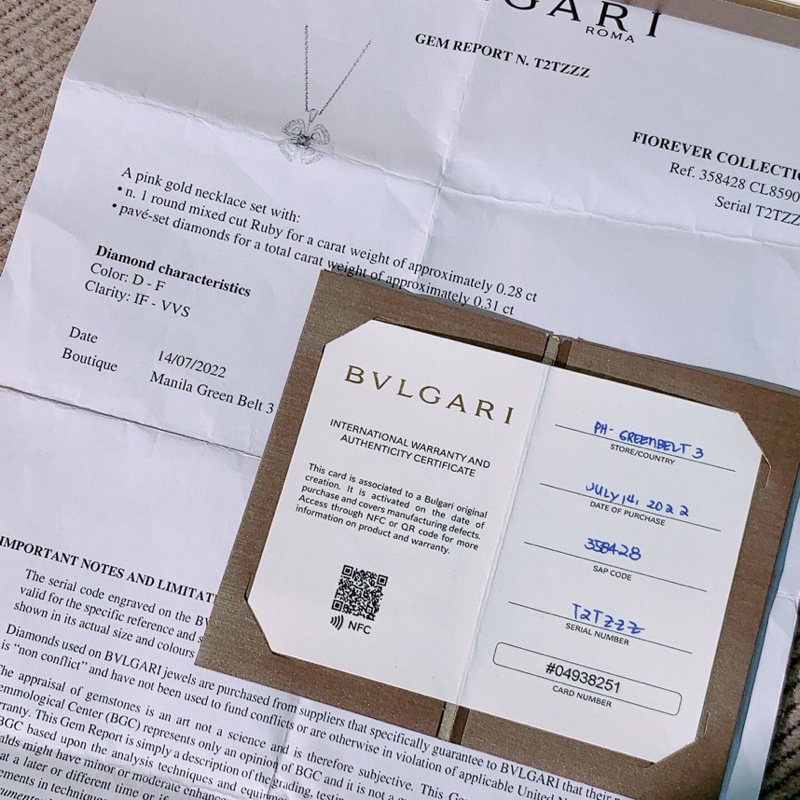 Bvlgari 寶格麗 fiorever詠綻系列花朵大號玫瑰金滿鑽項鍊，中間搭配紅寶石，2022購入-6