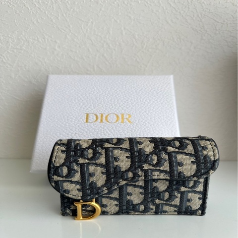 Dior 超美藍色提花卡包💕零錢包超美藍色
