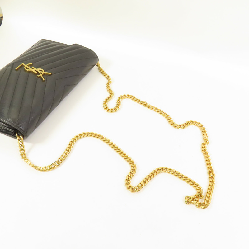 SAINT LAURENT 牛皮皮革Cassandre Envelope金扣鏈帶肩背袋-4