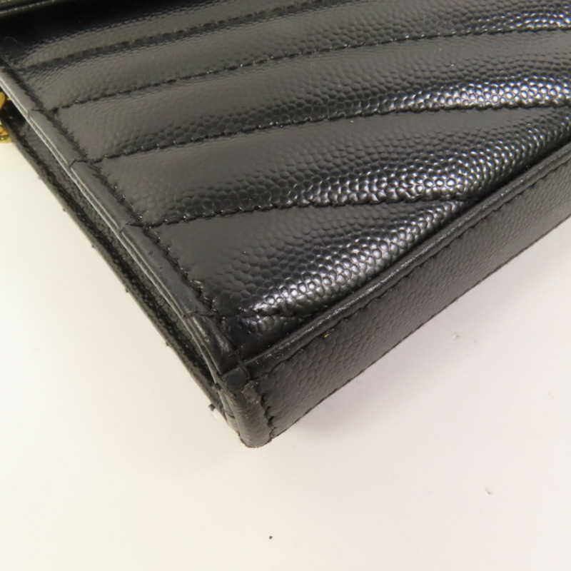 SAINT LAURENT 牛皮皮革Cassandre Envelope金扣鏈帶肩背袋-9