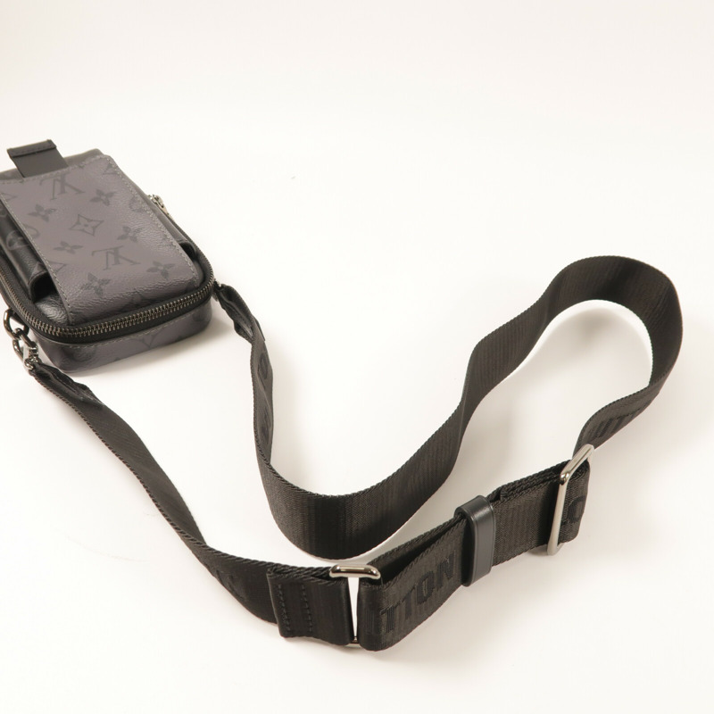 LOUIS VUITTON Monogram Eclipse Double Phone Pouch銀扣肩背袋-6