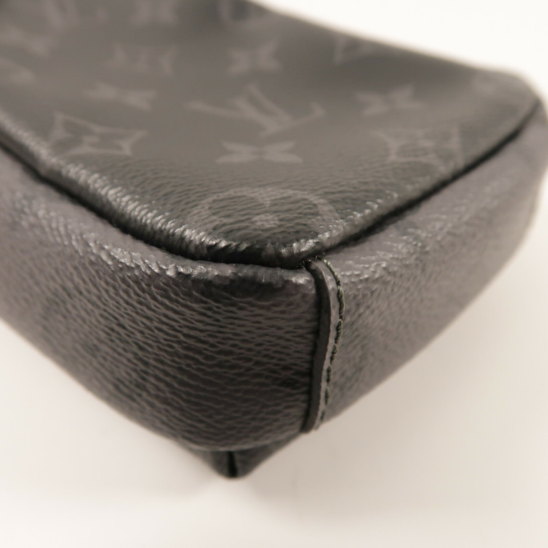 LOUIS VUITTON Monogram Eclipse Double Phone Pouch銀扣肩背袋-9