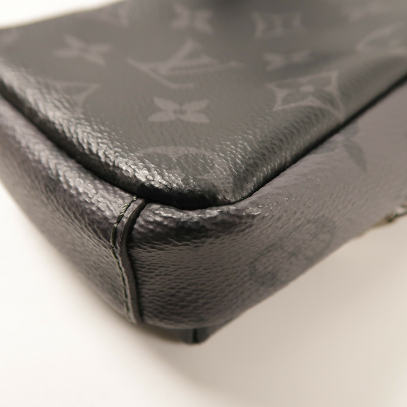 LOUIS VUITTON Monogram Eclipse Double Phone Pouch銀扣肩背袋-10